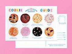 a cookie guide is displayed on a pink background