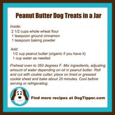 a recipe for peanut butter dog treats in a jar