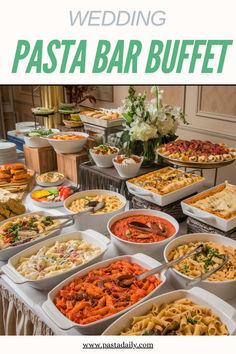 a table filled with lots of different types of pasta and other foods on top of it