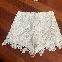 Never Worn Before High Waisted White Lace Shorts With Zipper On The Side! Size Small White Lace Shorts, On The Side, Lace Shorts, White Lace, Shopping List, Lush, High Waist, Color White, Womens Shorts