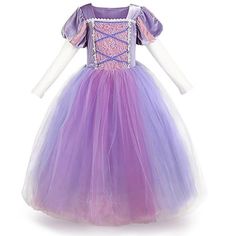 Gorgeous children baby girls Sofia Rapunzel princess dresses fairytale cosplay fancy dress up clothes for photo props. Beautiful design features a chic style for your princess and make your little fairy look so distinctive.  Features: Toddler little/big girls classical stunning princess Sofia Rapunzel style costume. A-Line, empire waist design, long sleeve, embellished with lace and ruched detail. It is prefect as Halloween dress up costume.  High Quality Material: Vintage junior girls Sofia dre Rapunzel Fancy Dress, Rapunzel Dress Up, Sofia Costume, Sofia Princess, Tutu En Tulle, Toddler Fancy Dress, Rapunzel Princess, Costume Carnaval, Rapunzel Costume