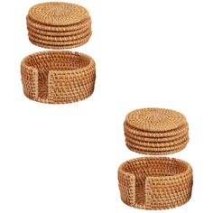 three wicker baskets stacked on top of each other