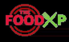 the food xpp logo with fork and knife on it's left hand side