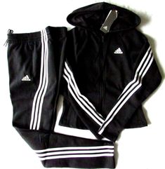 Adidas Sportswear Energize Fleece Tracksuit Women's size XS Black/White 3-Stripes Material: 70% cotton, 30% polyester Measurements Jacket pit to pit: 17" length: 20" Pants waist: 26" up to 28" inseam: 31" Track Suits Women, Adidas Sweats, Adidas Tracksuit, Adidas Track Suit, Sweat Set, Adidas Track, Track Suit, Adidas Sportswear, Tracksuit Women