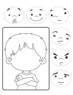 an image of a boy with different facial expressions on his face and in the middle