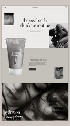 an image of the website for skin care products