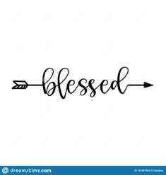 the word blessed with an arrow in black ink on a white background stock photo image and royalty