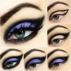 Maquillage Halloween Simple, Makeup Zombie, Fantasy Make-up, Halloweenský Makeup, Halloween Make-up Looks, Purple Eye Makeup, Witch Makeup, Halloween Eye Makeup