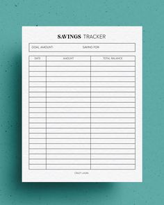 a savings tracker on top of a piece of paper