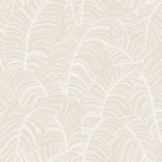 a beige and white wallpaper pattern with leaves on the back ground, in an art deco style