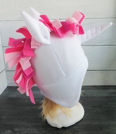 Pink Unicorn Fleece Hat Hat Sewing Pattern, Unicorn Hat, Fleece Hat, Hooded Scarf, Pink Unicorn, Other Colors, Sewing Machine, Cold Weather, Sewing Projects