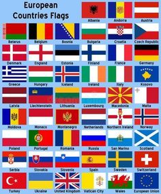 the flags of european countries are shown in this poster