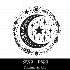 the svg png commercial use logo is decorated with stars, leaves and wreaths