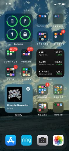 an iphone screen with various app icons on the bottom right corner and in the middle left corner