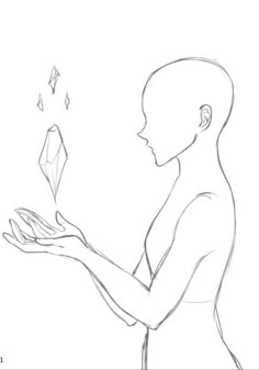 a drawing of a woman holding a diamond in her hand and looking at the diamond