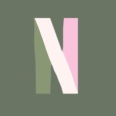 the letter n is made up of two different colored lines and has a green background