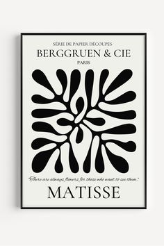 A black and cream poster of Matisse Papier Decoupes Berggruen and Cie poster, Paris. Aesthetic Art Drawing, Pablo Picasso Artwork, Francoise Gilot, Picasso Artwork, Haus And Hues, Matisse Wall Art, Matisse Paintings, Cut Out Art, Paper Cutouts