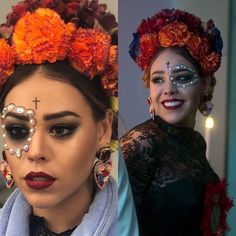 Simple Catrina Makeup Ideas, Catrina Hairstyle, Catrina Outfit Costume Ideas, Easy Dia De Los Muertos Makeup Ideas, Mexican Makeup Look Traditional, Simple Catrina Makeup, Catrina Costume, Catrina Makeup, Food Halloween Costumes