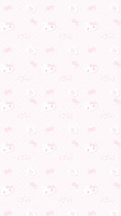 a pink wallpaper with white polka dots and bows on the bottom half of it