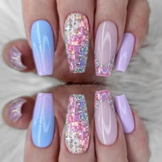 Pink Glitter Nails, Colorful Nail Designs, Nail Designs Glitter, Pink Acrylic Nails, Dipped Nails, Coffin Nails Designs, Classy Nails, Fancy Nails