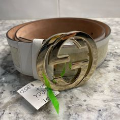 Vintage Gucci Belt In Good Used Condition. Never Personally Worn After Purchasing. Belt Leather Measures 37” End To End (Not Including Buckle). Vintage Gucci Belt, Belt Leather, Gucci Accessories, Gucci Belt, Cream White, Vintage Gucci, Calf Skin, Buckle, Monogram