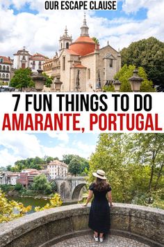 a woman standing on top of a bridge with the words 7 fun things to do in amar