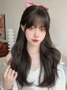 Hair Style Korea, Kawaii Hairstyles, Shot Hair Styles, Long Black Hair, Long Hair Cuts, Korean Hairstyle, Aesthetic Hair, Hairstyles Haircuts