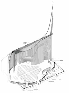 an architectural drawing shows the interior and exterior of a building