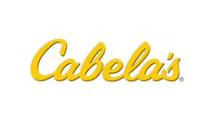 cabela's logo with the word cabela's in yellow on a white background