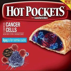 a package of hot pockets is shown with an image of germs on it