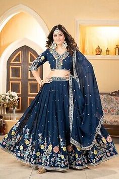 Maroon Lehenga, Sabyasachi Lehenga, Georgette Lehenga, Girls Party Wear, Bollywood Lehenga, Georgette Dupatta, Lengha Choli, Lehenga Wedding, Blue Lehenga