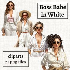 "BOSS BABE IN WHITE CLIPART BUNDLE Elevate your creative projects to the highest echelons of style and sophistication with our exclusive \"Boss Babe Clipart\" bundle featuring 21 exquisite illustrations of a lady boss adorned in opulent white attire. These cliparts radiate pure elegance and luxury, making them the perfect choice for your design needs. 🌟 Millionaire Life: Transport your audience to a world of affluence and grandeur with these cliparts that exude the essence of a millionaire's li Boss Illustration, White Attire, Fashion Promotion, Lady Boss, Girl Clipart, Winter Girls, Millionaire Lifestyle, Illustration Girl, Rich Girl