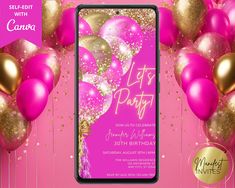 a pink and gold birthday party with balloons