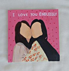 a card with two women hugging and the words i love you endlessly on it