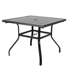 Create your perfect dining setup with Nuu Garden Outdoor Square Iron Dining Table. Its delightful minimalistic modern design won’t just blend with your existing decor but will bring out the best of your backyard or patio space. As a major dining element, it is crucial to consider not only the aesthetic appeal of your dining table and what it can offer your family. From the spacious tabletop to the umbrella hole and holder, this patio dining table can hold many drinks, food, and snacks for gather Square Outdoor Dining Table, Dining Table Square, China Cabinet Bar, Garden Dining Table, Kitchen Appliance Set, Steel Dining Table, Decorative Set, Table Square, Long Dining Table