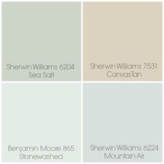 four different shades of gray paint with the words sherwinn williams and sea salt