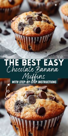 the best easy chocolate banana muffins with step - by - step instructions