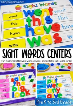 sight words center for preschool and prek students to practice their sight words in the classroom