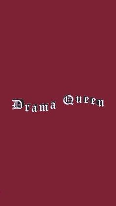 the title for drama queen, written in black ink on a red background with white lettering