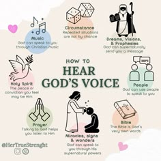 a poster with the words how to hear god's voice