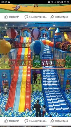 an indoor play area with slides, water slides and other toys for sale on the internet