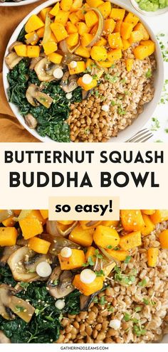 butternut squash buddha bowl with rice and spinach is the perfect side dish for any meal