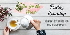 someone pouring tea into a white teapot on top of a wooden table with flowers