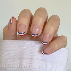 Usa Nails, Natural Nail Art, 4th Of July Nails, French Nail Designs, July Nails, Festival Nails