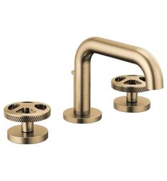 two faucets in gold, one with an open spout and the other without