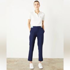 Bandier All Access Golf Pants In Navy Size 6 Golf Pant Matte Look 2-Way Stretch Dry Finish Medium Weight Breathable And Quick-Drying Features Uv Protection Chlorine-Resistant Mid Rise Inseam Measures 28" From The Bottom Back Exposed Elastic Features Side Pockets And A Hidden Back Pocket Imported 71% Polyamide, 29% Elastane Low Rise Leggings, Tan Trousers, Tan Legs, Off Shoulder Romper, Wide Leg Romper, Belted Romper, Ankle Length Leggings, Beige Pants, Christmas Leggings