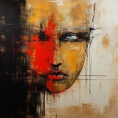 an abstract painting of a woman's face