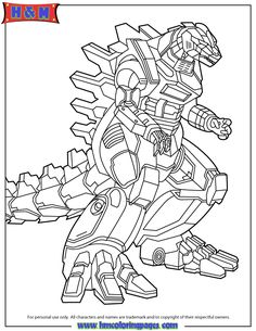 an image of a coloring book page with a large robot in the middle of it