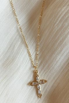 gold fill cross necklace Wedding Cross Necklace, Mint Aesthetic, Wedding Cross, Silver Cross Necklace, Figaro Chains, Figaro Chain, Long Pendant Necklace, Long Pendant, Dream Jewelry