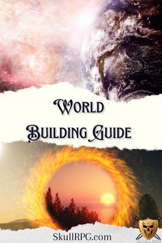 the world building guide is shown in front of an image of a planet and trees